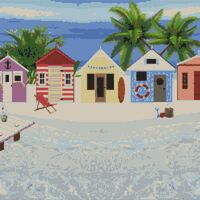 Beach Huts By The Shore Cross Stitch Pattern - Thumbnail 1