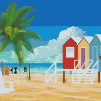 Beach Huts Cross Stitch Pattern - Thumbnail 1