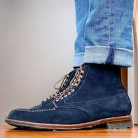 Handmade Fashion Men's Blue Suede Lace Up Ankle Boots - Thumbnail 1