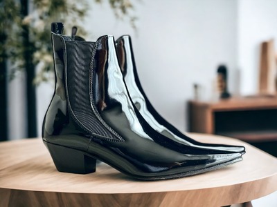 Handmade Men's Black Leather Chelsea Ankle High Boots