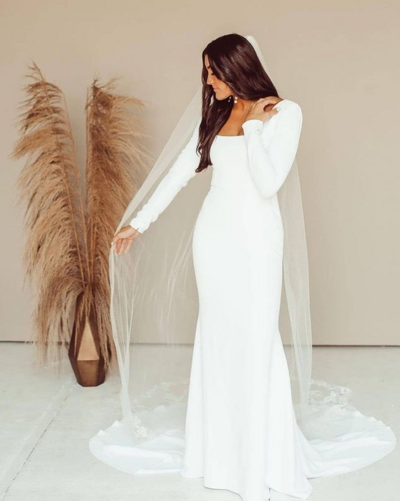 Mermaid Square Neck Soft Satin Wedding Dresses