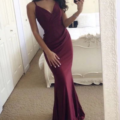 Sexy mermaid purple sleeveless prom dresses - Thumbnail 2