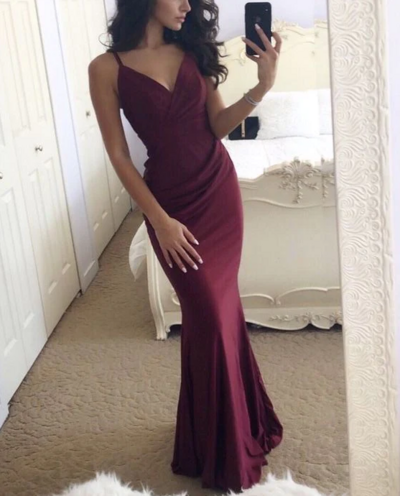Sexy Mermaid Purple Sleeveless Prom Dresses
