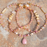 PINK ROSE 🩷 READY-MADE GLOW IN THE DARK✨️ CRYSTAL WAIST BEAD SET by Nubian Collection Artwear 🎨  - Thumbnail 5