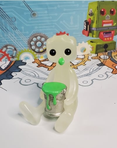Radioactive Robot glows in the dark Robot Figure  Resin Art Toy Kawaii Desk Friend Gift