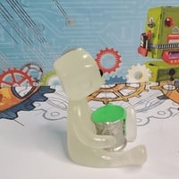Radioactive Robot glows in the dark Robot Figure  Resin Art Toy Kawaii Desk Friend Gift - Thumbnail 3