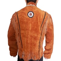 Handmade Men's Stylish Tan Western Suede Fringe Cowboy Jacket - Thumbnail 1