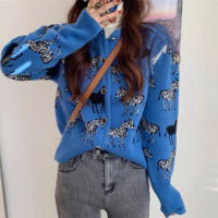 Zebra Knit Sweaters Cardigan - Thumbnail 2