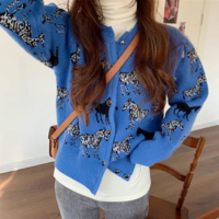 Zebra Knit Sweaters Cardigan - Thumbnail 3