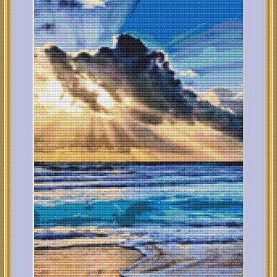 Sunrise on the beach cross stitch pattern