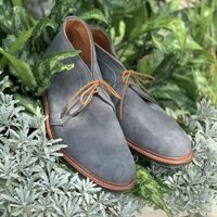 Classic Men's Handmade Grey Chukka Suede Lace Up Fashion Boot - Thumbnail 1