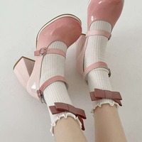Gradient Pink Chunky Heel High Heels - Thumbnail 1