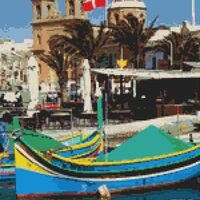 Fishing Port In Malta Cross Stitch Pattern - Thumbnail 1