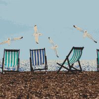 Sea Gulls And Deck Chairs Cross Stitch Pattern - Thumbnail 1
