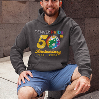 Denver Pride 50th Anniversary, Dark Heather Hoodie, Unisex sizing - Thumbnail 2