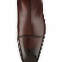 Handmade Men's brown Chelsea leather boot, Handcrafted brown formal ankle boot - Thumbnail 2