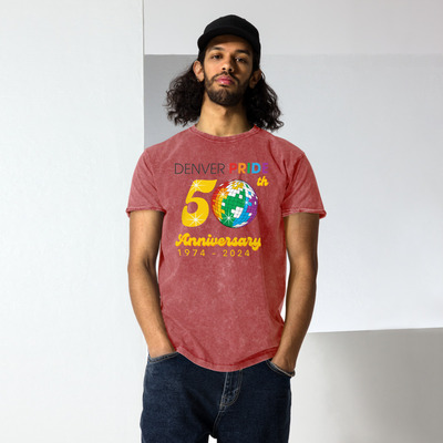 Denver pride 50th anniversary denim washed t-shirt
