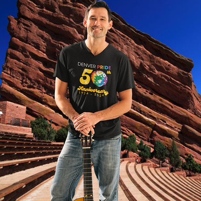 Denver 2024 black unisex short sleeve v-neck t-shirt