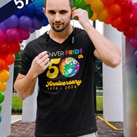 Denver 2024 Black Unisex Short Sleeve V-Neck T-Shirt - Thumbnail 1