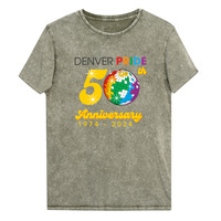 Denver Pride 2024 Unisex Denim Washed T-Shirt - Thumbnail 3