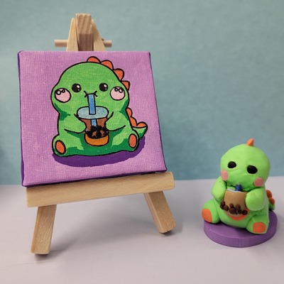 Boba dino figure and painting