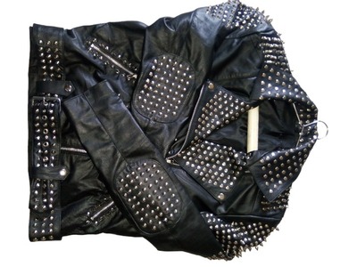 Black Color Silver Studded Leather Style Men's Zipper Handmade Jacket