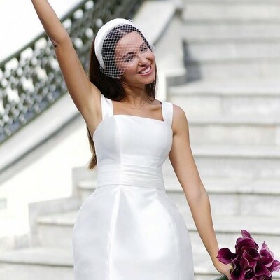 Women informal bridal dress short satin skirt,1719 - Thumbnail 2