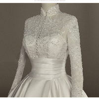 Long Sleeve Muslim Wedding Dresses with High Colar,1721 - Thumbnail 2