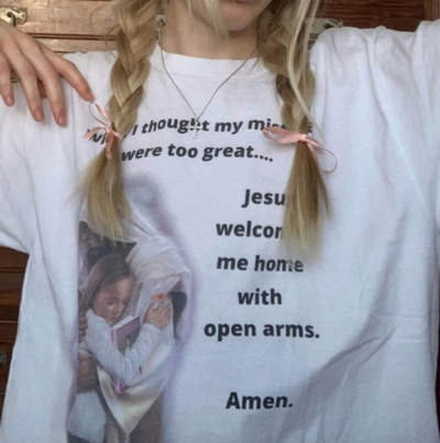 JESUS WELCOMED ME HOME WITH OPEN ARMS TEE
