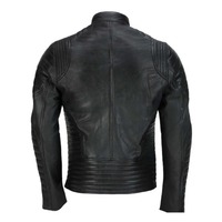 Handmade Men's Black Leather Fashion Biker Zipper Jacket - Thumbnail 1