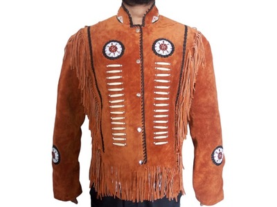 Handmade Men's Stylish Brown Western Suede Fringe Cowboy Jacket