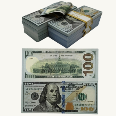 Prop money 350 pieces $100 full print,double sided fake bills ,for movie dollar for education,video,gift ,game,play money