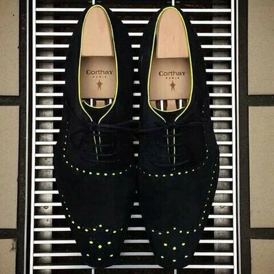 Black Suede Leather Wingtip Oxford Dress Shoes