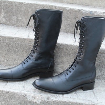 Crafted leather handmade long military cowboy boot