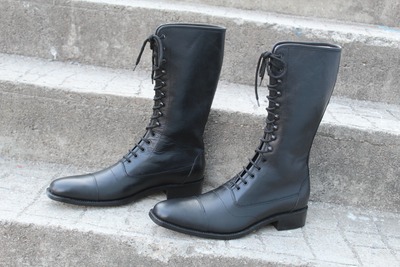 Crafted Leather Handmade Long Military Cowboy Boot