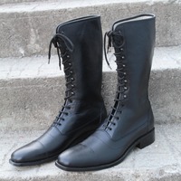 Crafted Leather Handmade Long Military Cowboy Boot - Thumbnail 4