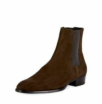 Handmade Men Brown Chelsea Boots, Men Brown Suede Ankle Boots, Mens Boots