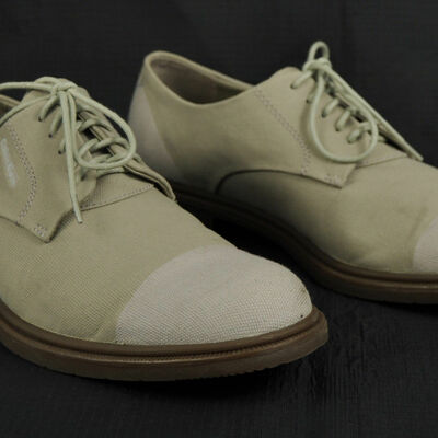 Two tone white beige premium leather men cap toe lace up oxford classic shoes