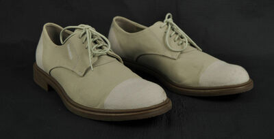 Two Tone White Beige Premium Leather Men Cap Toe Lace Up Oxford Classic Shoes