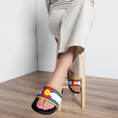 Colorado rainbow flag women's slides - Thumbnail 5