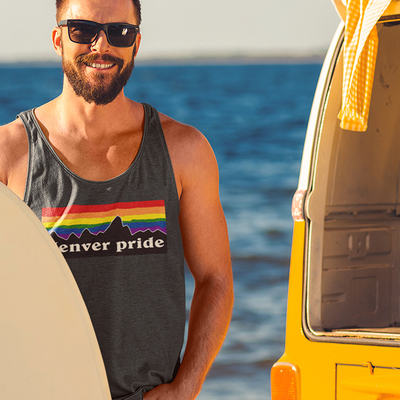 Denver pride rainbow mountain mens premium tank top