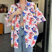 Devil Full Print Short Sleeve Blouse Shirt - Thumbnail 2