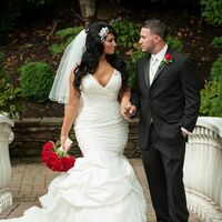 White Mermaid Tiered Wedding Dresses Deep V Neck Beading Crystals South African Bridal Gowns,1726 - Thumbnail 2