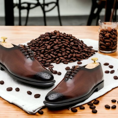 Handmade brown lace up leather shoes, men's dress shoes - Thumbnail 1