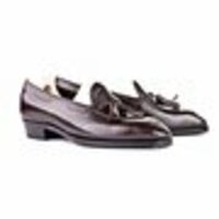 Men Dark Brown Tassel Loafer Very Classic Hand Stitched Dress Shoes - Thumbnail 1