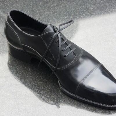 Latest men's handmade black cap toe office wear lace up shoes