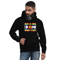 Denve CO Rainbow Flag Black Unisex Hoodie - Thumbnail 5