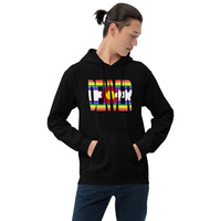 Denve CO Rainbow Flag Black Unisex Hoodie - Thumbnail 6