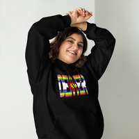 Denve CO Rainbow Flag Black Unisex Hoodie - Thumbnail 7