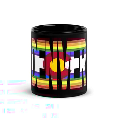 Denver co rainbow flag black glossy mug - Thumbnail 5